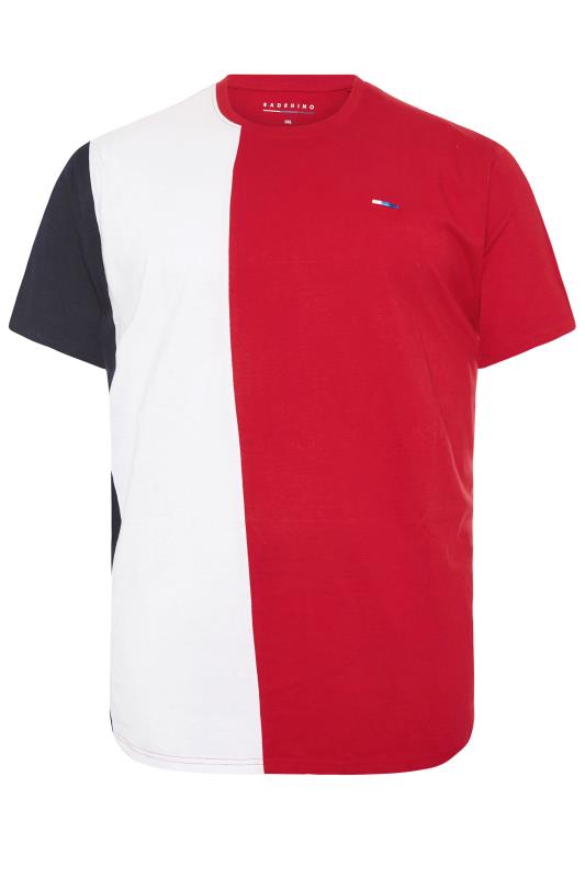 BadRhino Big & Tall Red Cut & Sew Panel Stripe T-Shirt_F.jpg
