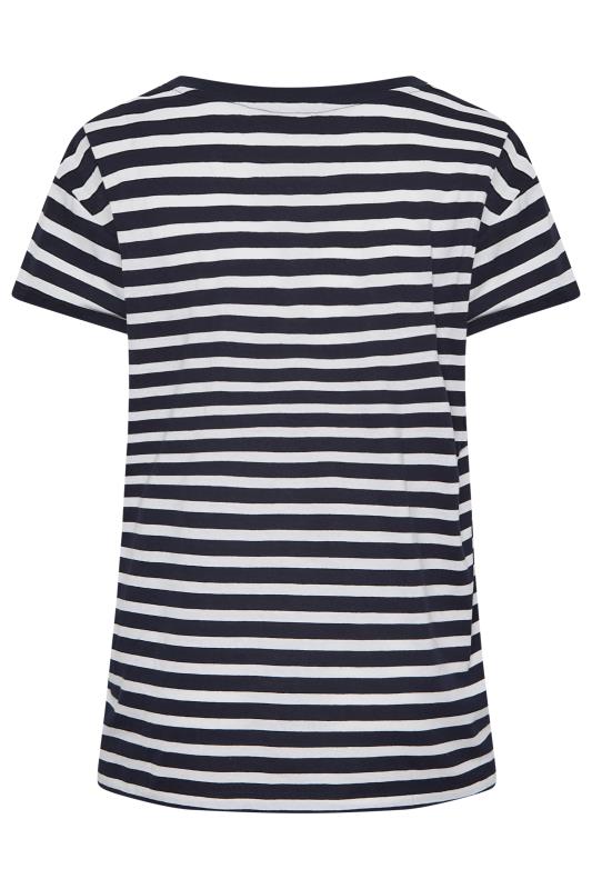 YOURS Plus Size Navy Blue Stripe 'J'adore' T-Shirt | Yours Clothing 8