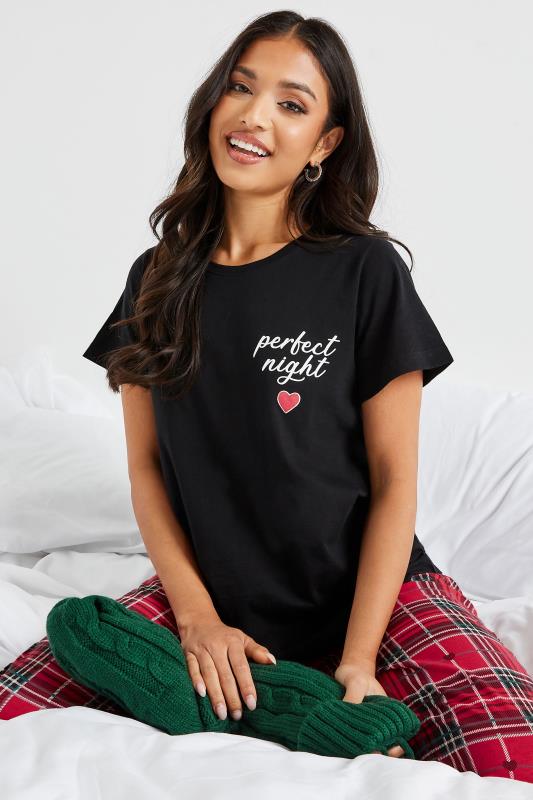 Petite Black & Red 'Perfect Night' Check Print Pyjama Set | PixieGirl 2
