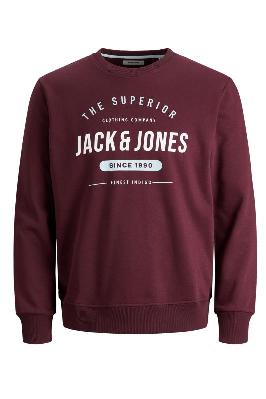 JACK & JONES Big & Tall Burgundy Red Herro Sweatshirt 2