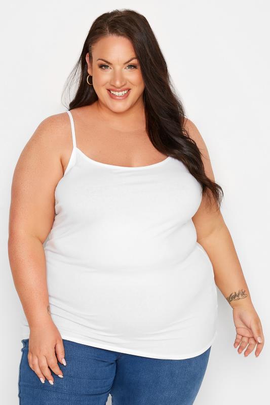 Plus Size White Cami Vest Top | Yours Clothing 1