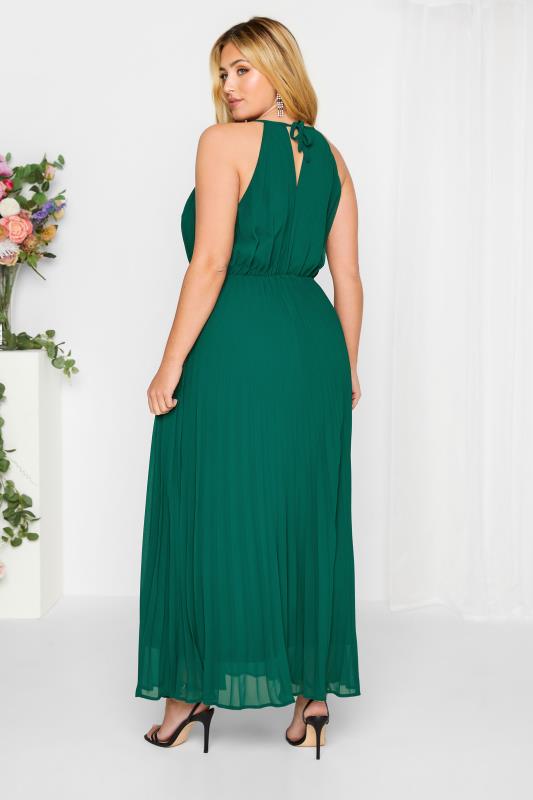 YOURS LONDON Plus Size Forest Green Pleated Maxi Dress | Yours Clothing 3
