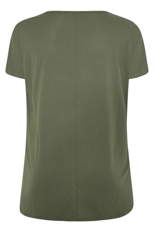 Curve Khaki Green Short Sleeve Basic T-Shirt_BK.jpg
