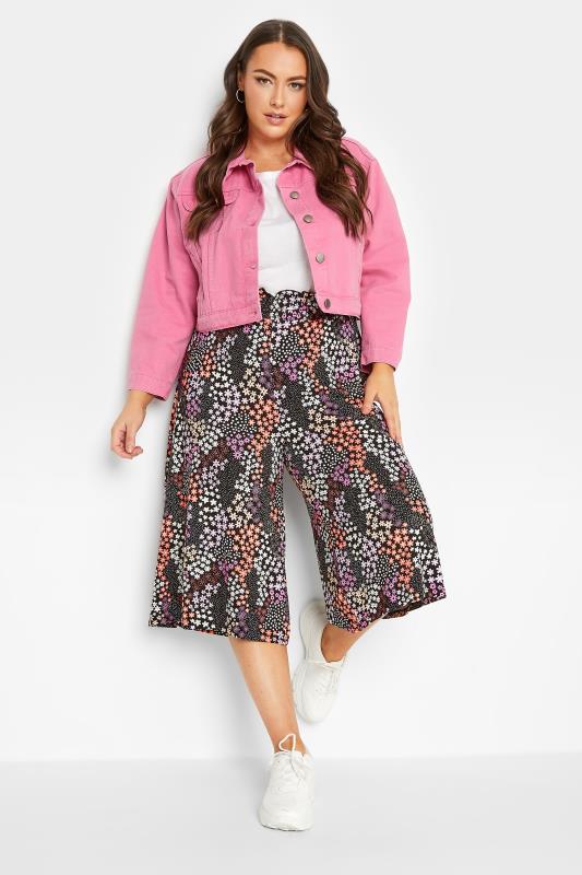 YOURS Plus Size Curve Black Floral Culottes | Yours Clothing 2