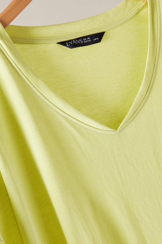 EVANS Plus Size Chartreuse Green V-Neck Modal Rich T-Shirt | Evans 8