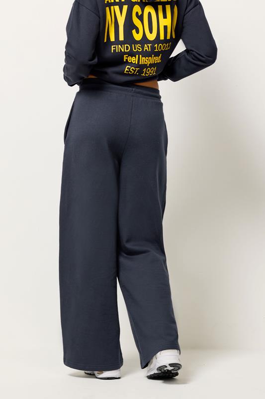 PixieGirl Petite Women's Blue 'NY Soho' Slogan Wide Leg Joggers | PixieGirl  2