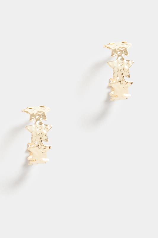  Gold Small Star Style Hoop Earrings | Yours Clothing 2