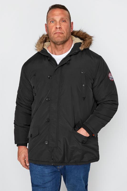 Casual / Every Day dla puszystych D555 Big & Tall Black Dundee Parka Jacket