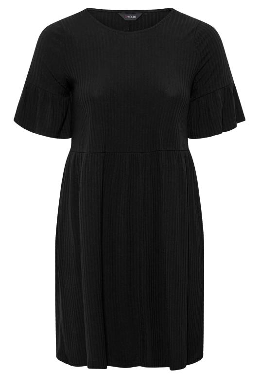 Plus Size Black Ribbed Smock Dress | Yours Clothing 6