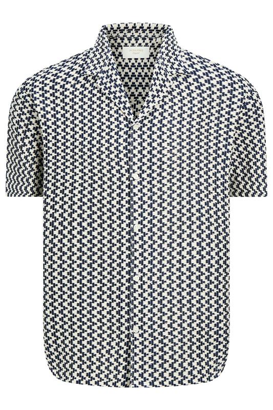 JACK & JONES Big & Tall Navy Blue Crochet Shirt | BadRhino 2