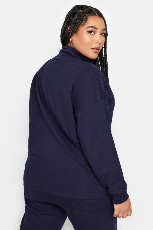YOURS Plus Size Navy Blue Quarter Zip Sweatshirt | Yours Clothing