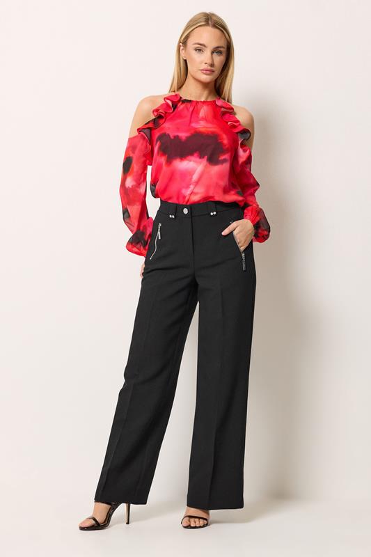  STAR Black Tailored Wide Leg Trousers
