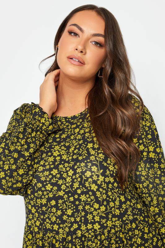 YOURS Plus Size Black Floral Print Tiered Midaxi Dress | Yours Clothing 5