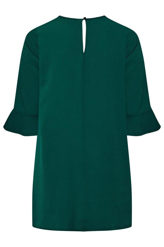 YOURS LONDON Plus Size Green Flute Sleeve Tunic Top | Yours Clothing 7