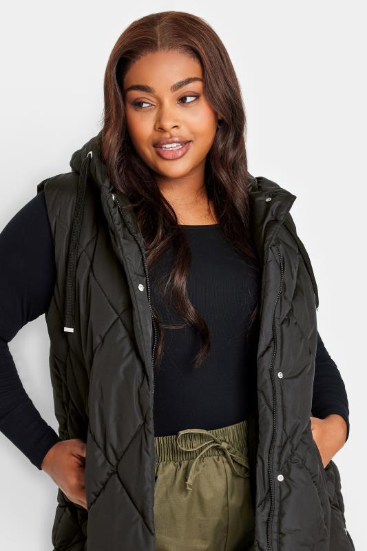 YOURS Curve Black Diamond Quilted Midi Gilet 4