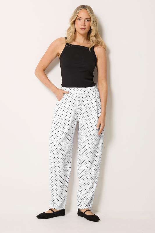 LTS Tall Women's White Polka Dot Barrel Leg Trousers | Long Tall Sally 1