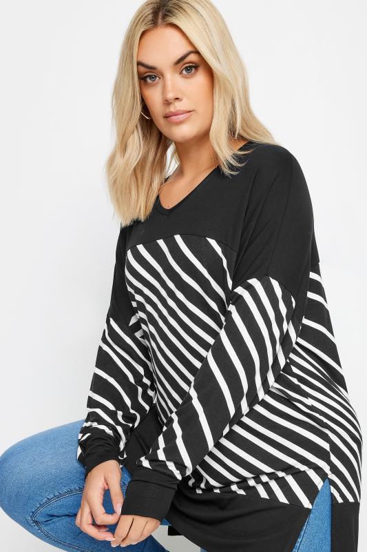 YOURS Plus Size Black Striped Print Top | Yours Clothing 4