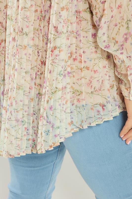 YOURS Plus Size Natural White Floral Shirt | Yours Clothing 5