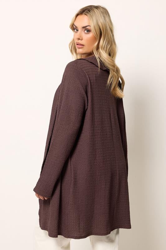 YOURS Plus Size Chocolate Brown Bubble Textured Blazer | Yours Clothing 2
