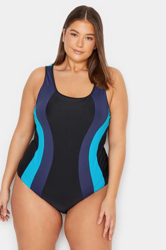  Grande Taille LTS Tall Blue Contrast Active Swimsuit