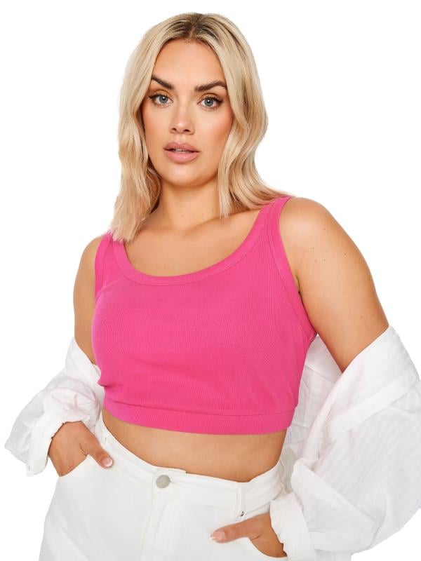 YOURS Plus Size Pink Crop Top | Yours Clothing 6
