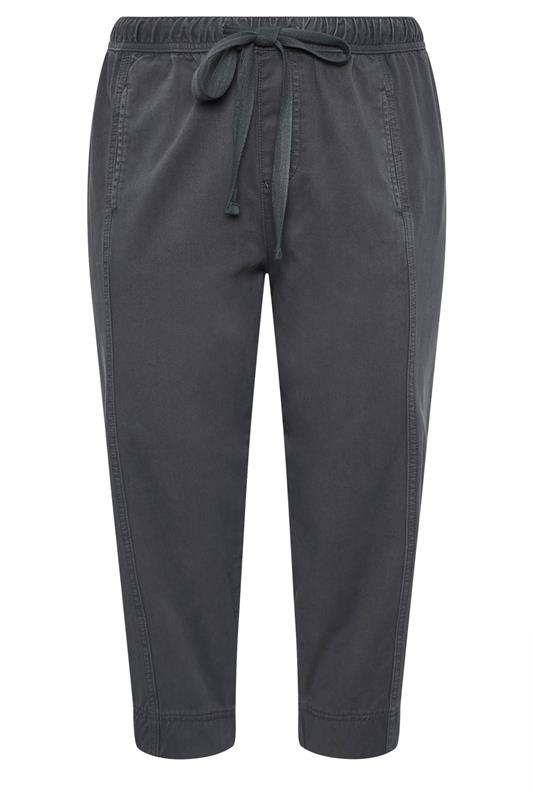 YOURS Plus Size Charcoal Grey Twill Barrel Leg Trousers | Yours Clothing 5