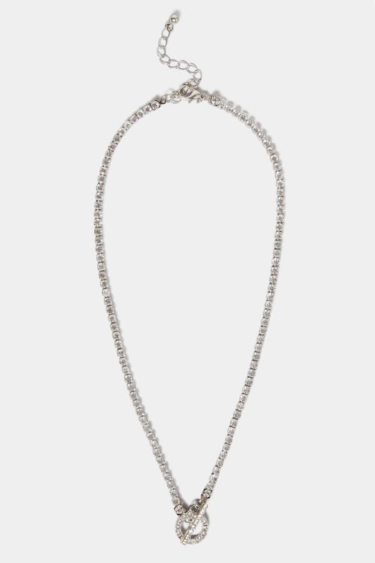 Silver Diamante Fob Choker Necklace 1