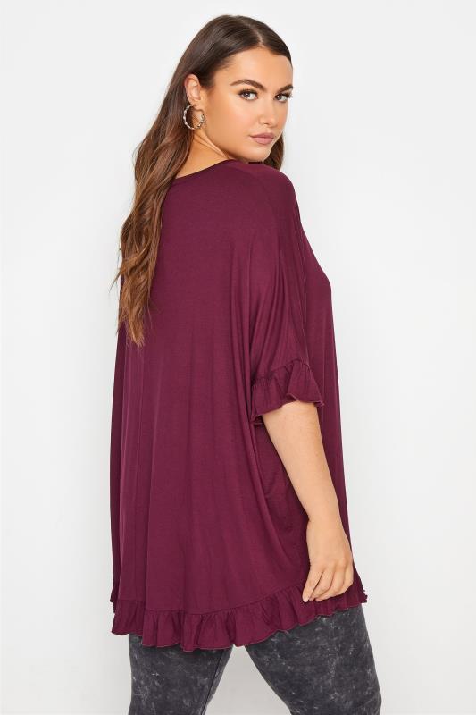 LIMITED COLLECTION Curve Berry Purple Frill Jersey T-Shirt_C.jpg