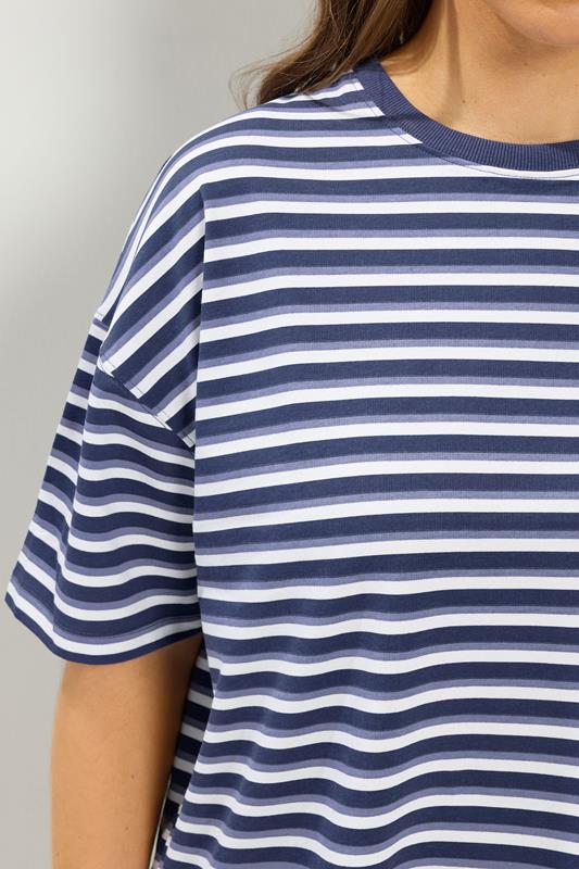 YOURS Plus Size Blue Stripe T-Shirt & Shorts Co-ord | Yours Clothing 5