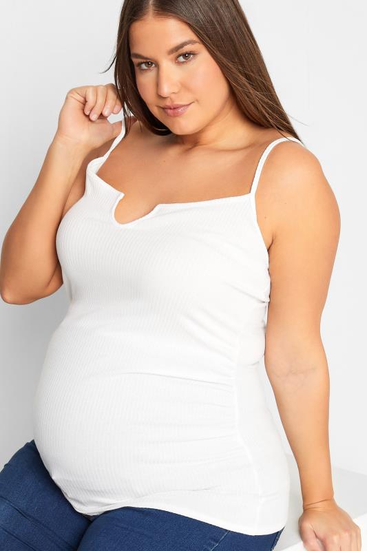 LTS Maternity White Ribbed Cami Top | Long Tall Sally 4