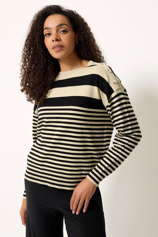  M&Co Natural Brown and Black Striped Jumper