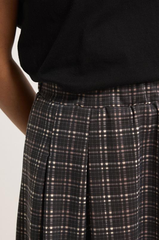 PixieGirl Petite Women's Chocolate Brown Check Midi Skirt | PixieGirl 4