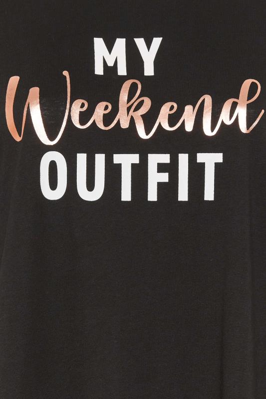 YOURS Curve Black 'My Weekend Outfit' Sleep Tee Nightdress | Yours Clothing  5