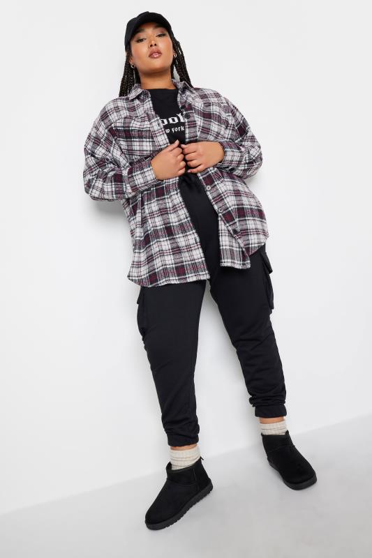 LIMITED COLLECTION Plus Size White & Red Check Print Shacket | Yours Clothing 3
