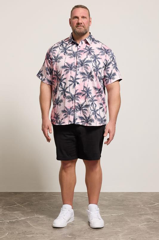 KAM Big & Tall Pink Palm Print Shirt | BadRhino 1