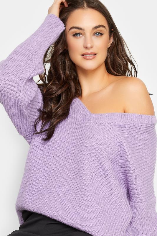 LTS Tall Women's Lilac Purple V-Neck Knitted Jumper | Long Tall Sally 4