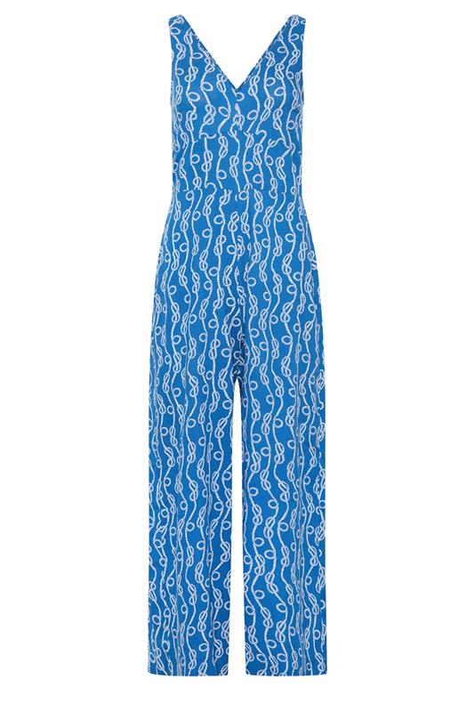 PixieGirl Petite Women's Blue Rope Print Wide Leg Jumpsuit | PixieGirl 5