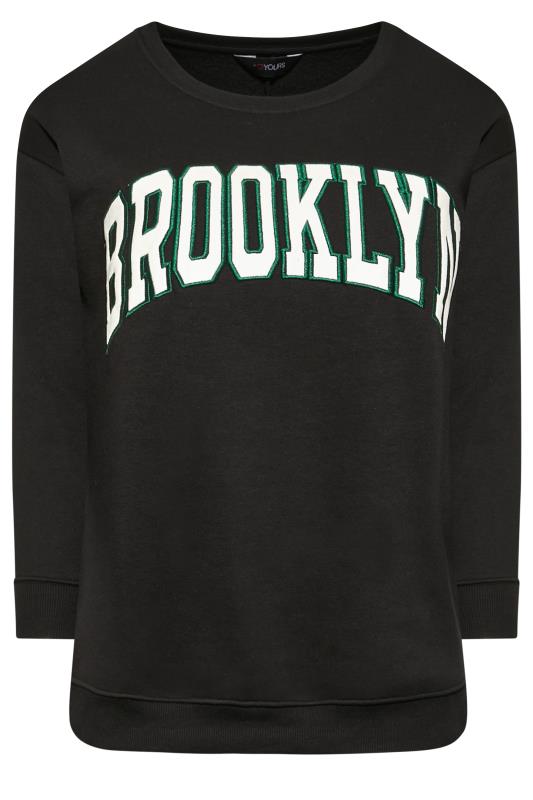 Plus Size Black 'Brooklyn' Slogan Sweatshirt | Yours Clothing 6