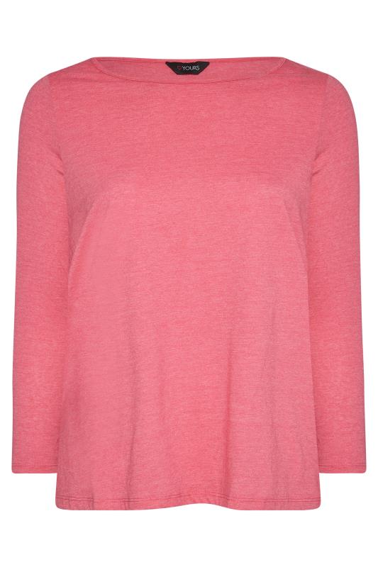 Plus Size Pink Marl Long Sleeve T-Shirt | Yours Clothing 5