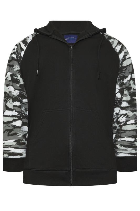 BadRhino Big & Tall Black Camo Print Zip Through Hoodie | BadRhino 6