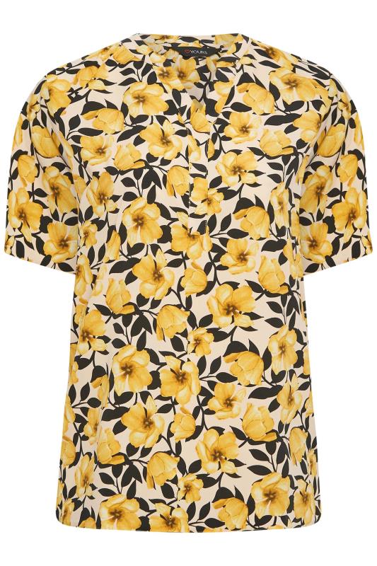 YOURS Plus Size Yellow Floral Print V-Neck Blouse | Yours Clothing 6