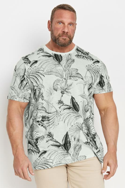Men's  JACK & JONES Big & Tall White Leaf Print Short Sleeve T-Shirt