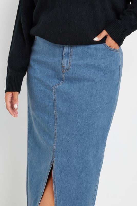 YOURS Plus Size Blue Stretch Denim Maxi Skirt | Yours Clothing  4