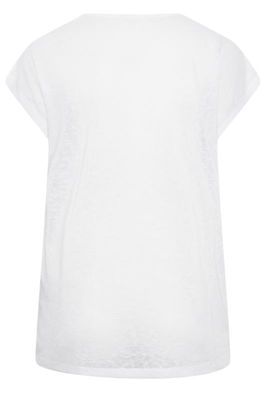 YOURS Curve Plus Size White Linen Look T-Shirt | Yours Clothing  6