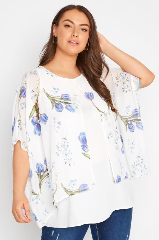 Curve White Floral Double Layered Blouse 4