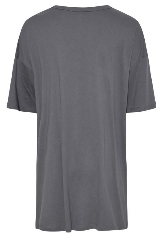 Plus Size Grey Eagle Print Oversized Tunic T-Shirt Dress | Yours Clothing 8