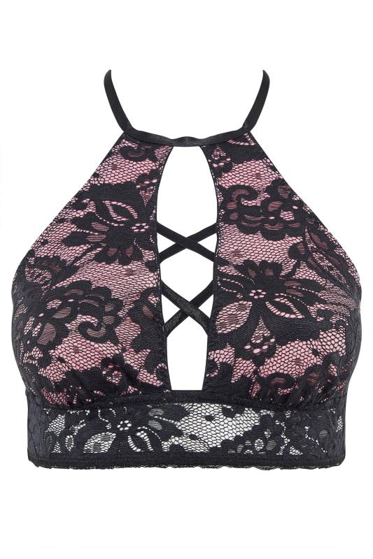 Pink Boudoir Lace Halter Neck Non-Padded Non-Wired Bralette 5