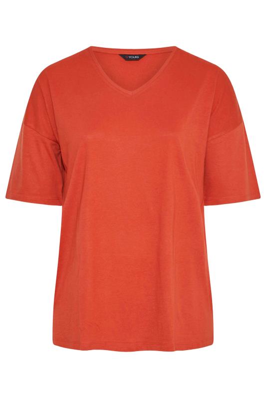 Curve Rust Orange V-Neck T-Shirt 5