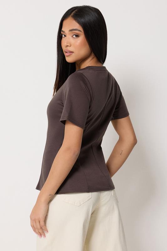 M&Co Petite Chocolate Brown Fitted Waist T Shirt | M&Co 2