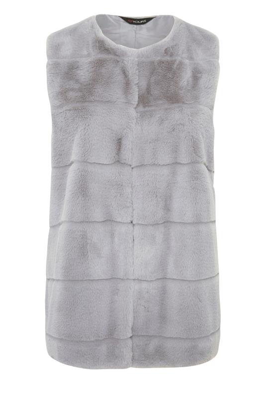 Plus Size Grey Pelted Faux Fur Gilet | Yours Clothing 6